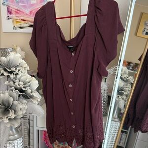Torrid Women's Burgundy Button-Down Blouse